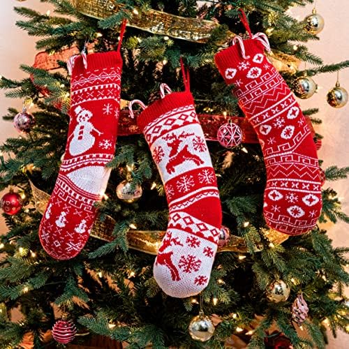 Joyin 6 pacote de malha meias de Natal, rena/árvore de Natal/flocos de neve/boneco de neve/cana -de -doce decorações de meias