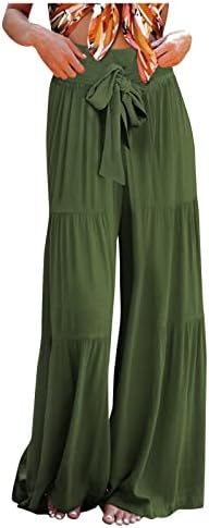 Calças de exercícios para mulheres de cokuera relaxadas, tendência de tendência de perna larga de túnica de cor sólida de