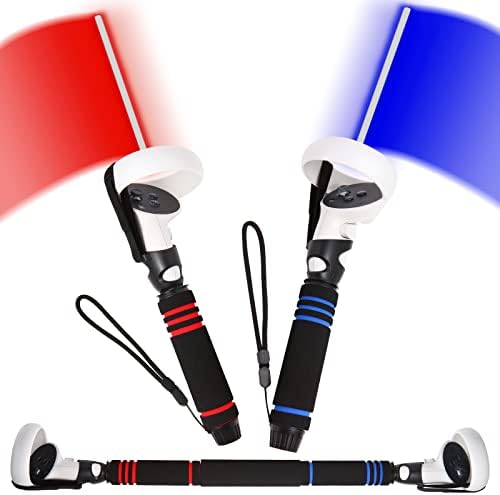 Ooavr VR Bates Saber Handles, 2 em 1 1 Atualizado VR VR Dual/Longo Stick Holds Extension Grips para Oculus Quest