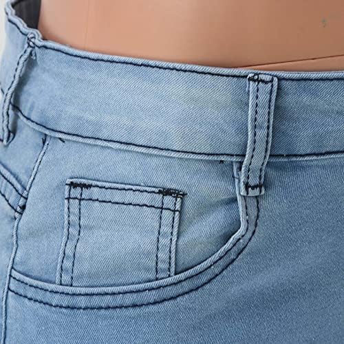 Jeans largos de perna larga, Destruir calças de jeans de jeans retas e casuais casuais de mulheres