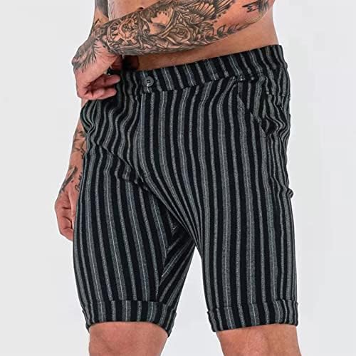 Shorts masculinos de verão homens casuais casuais listrados elástico shorts intermediários de cintura esticam shorts de basquete