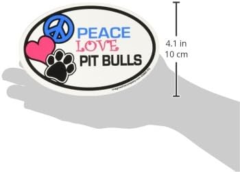 Imagine este ímã de carros pitbull de amor de paz oval, 6 polegadas por 4 polegadas