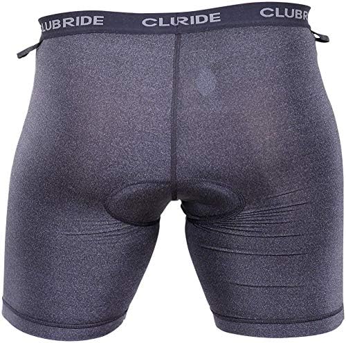 Club Ride Johnson de camurça de bicicleta de nível 1 masculino, shorts de compressão, linha de shorts de bicicleta, BaseLayer,