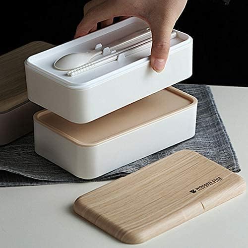 Lunhana de microondas zoopie 2 camadas de madeira Bento Bento Storage Recipiente empilhável Caixa de alimentos modernos elegantes pauzinhos