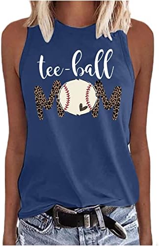 Camisa mamãe para mulheres Baseball DIA DO DIA DA Mãe Crewneck Letter Imprima Tops de camiseta sem mangas casuais