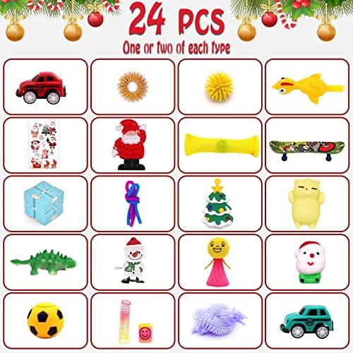 Calendário do Advento Fidget 2022 - 24 dias Calendário de contagem regressiva de Natal para crianças, Fun Sensory Fidget