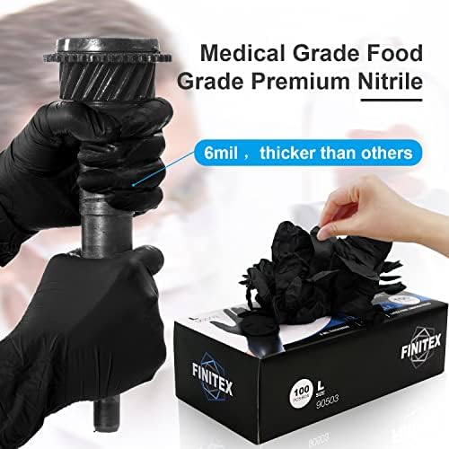 Finitex Black Nitrile descartável Luvas para exames médicos-Caso de 1000 PCs 6mil luvas sem luvas sem látex sem látex